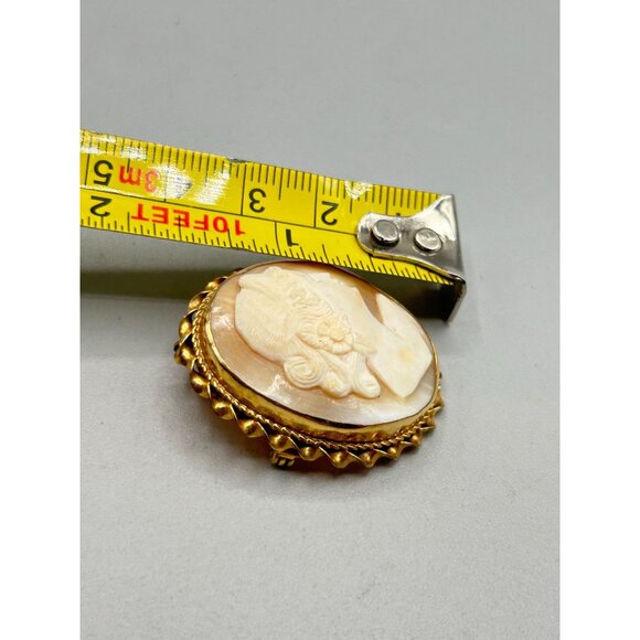 Vintage Genuine Carved Shell Cameo Pin Brooch Pendant Flower in Hair Older Pin - Picture 9 of 9